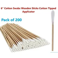200 pcs Long Wood Cotton Swab Eyelash Extension Tools Medical Ear Care Cleaning Wood Sticks Cosmetic Cotton Swab Cotton Buds Tip 2