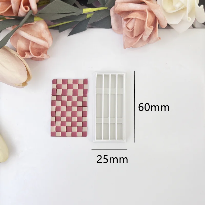 Checkerboard Polymer Clay Bar Cutting Mold Soft Pottery Cutters DIY Lattice Stripe Ceramics Earring Pressed Lines Making Tools polymer clay cutter