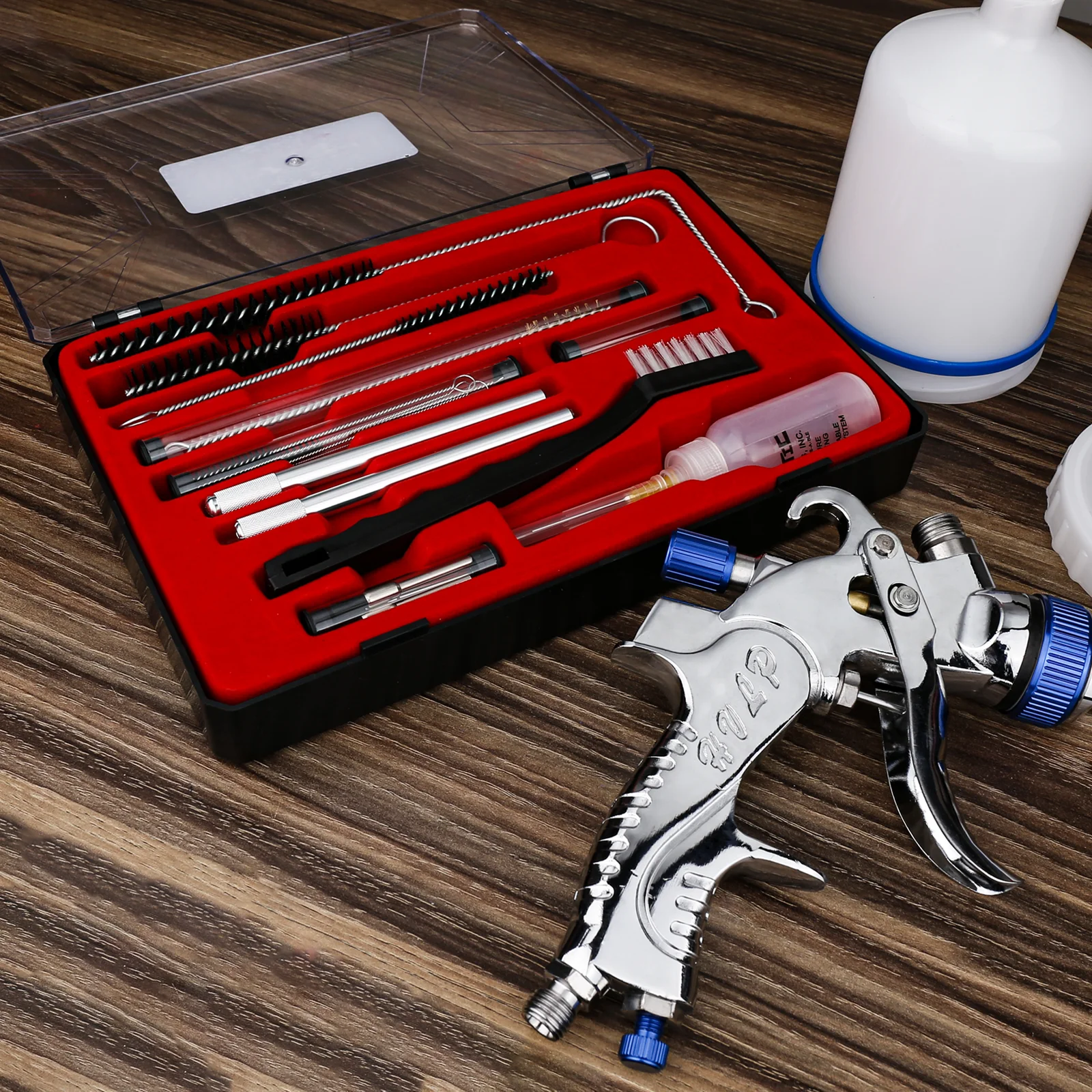 ROIIKETU Kit Nettoyage 21 Pièces Pour Pistolet Peinture HVLP - Brosses, Aiguilles, Outils De Nettoyage