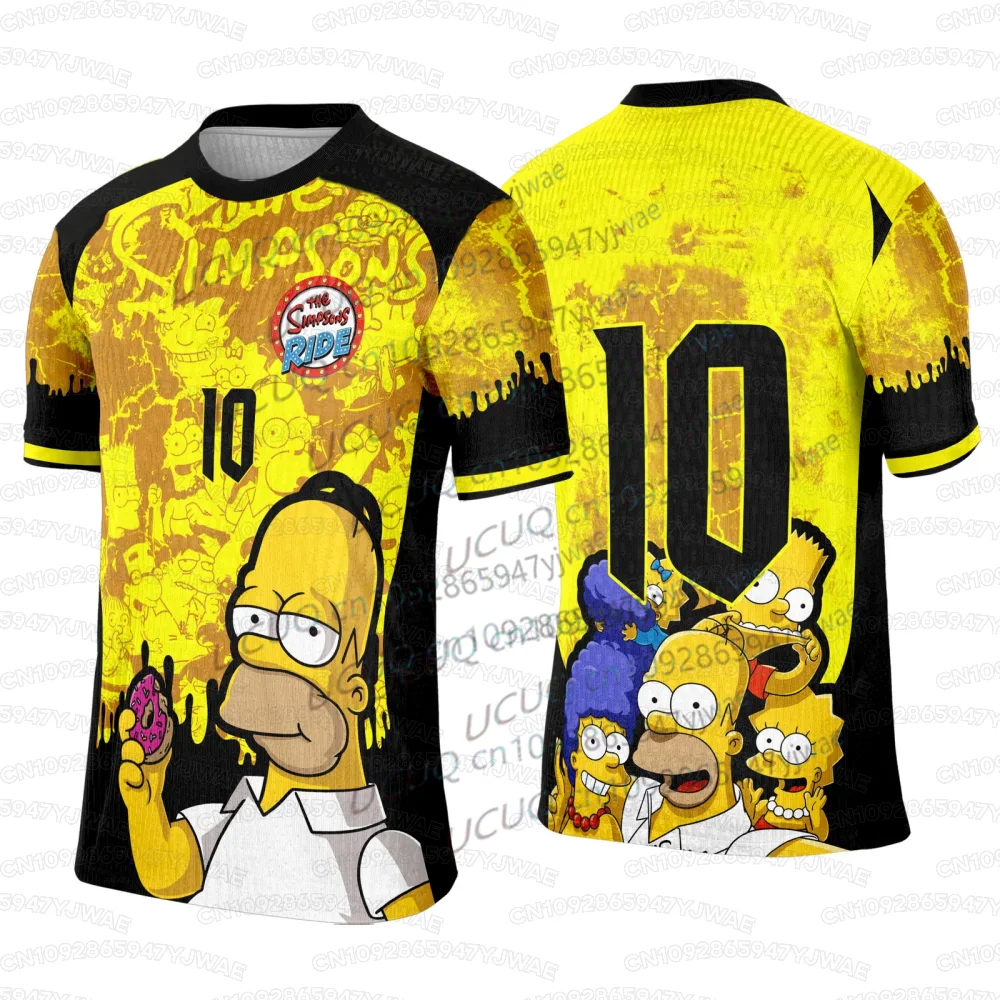 2026 Sommer Herren- und Damen-Kurzarm-T-Shirt mit The Simpsons Cartoon-Print, schnelltrocknendes Fußballtrikot, lässiges T-Shirt-Oberteil