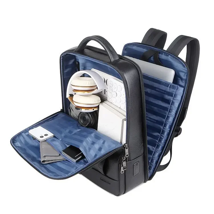 2024 Fashion Cow Genuine Leather Men Backpacks Real Natural Leather Student Backpack Boy Luxury Brand Large Computer Laptop Bag 6