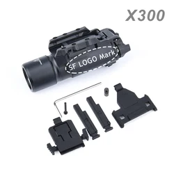 Enhanced Tactical LED Pistol Flashlight for 20mm Rail - Metal Strobe Light for Airsoft & Hunting (BK SF X300)