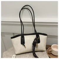 Trend PU Leather Work Shoulder Bag Large Capacity Simple Female Crossbody Bag Solid Color Commuting Bag Women Female
