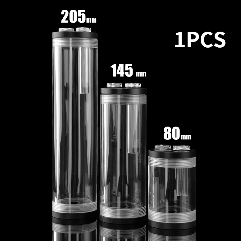 Cylinder Reservoir Water Cooling 80/145/205mm high 50mm diameter transparent acrylic cylinder reservoir water cooling water tank