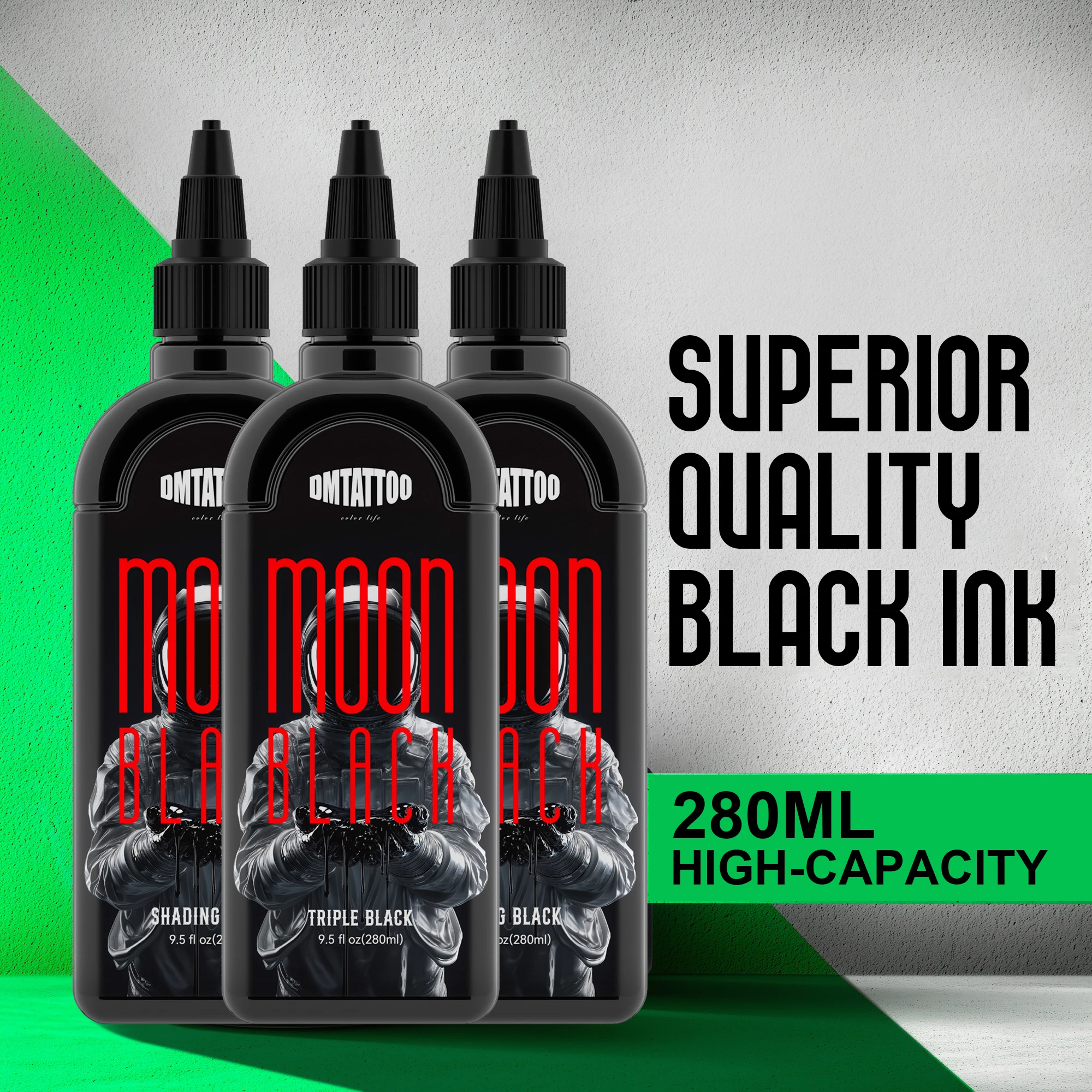 Premium Triple Black Tattoo Ink - 9.5oz (280ml) Rich Pigment