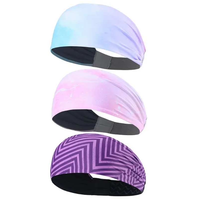 

A2ES Women Men Wicking Sweat Yoga Headband with Silicone Strip Wavy Stripes Printed Elastic Absorbent Sports