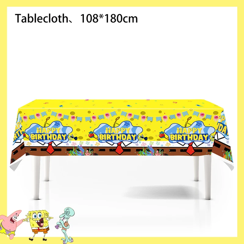 SpongeBob Schwammkopf Party-Dekorationen Baby-Shower Geburtstagsthema Geburtstagsparty Einweg-Tischgeschirr Becher Teller Tischdecke – Detail 14