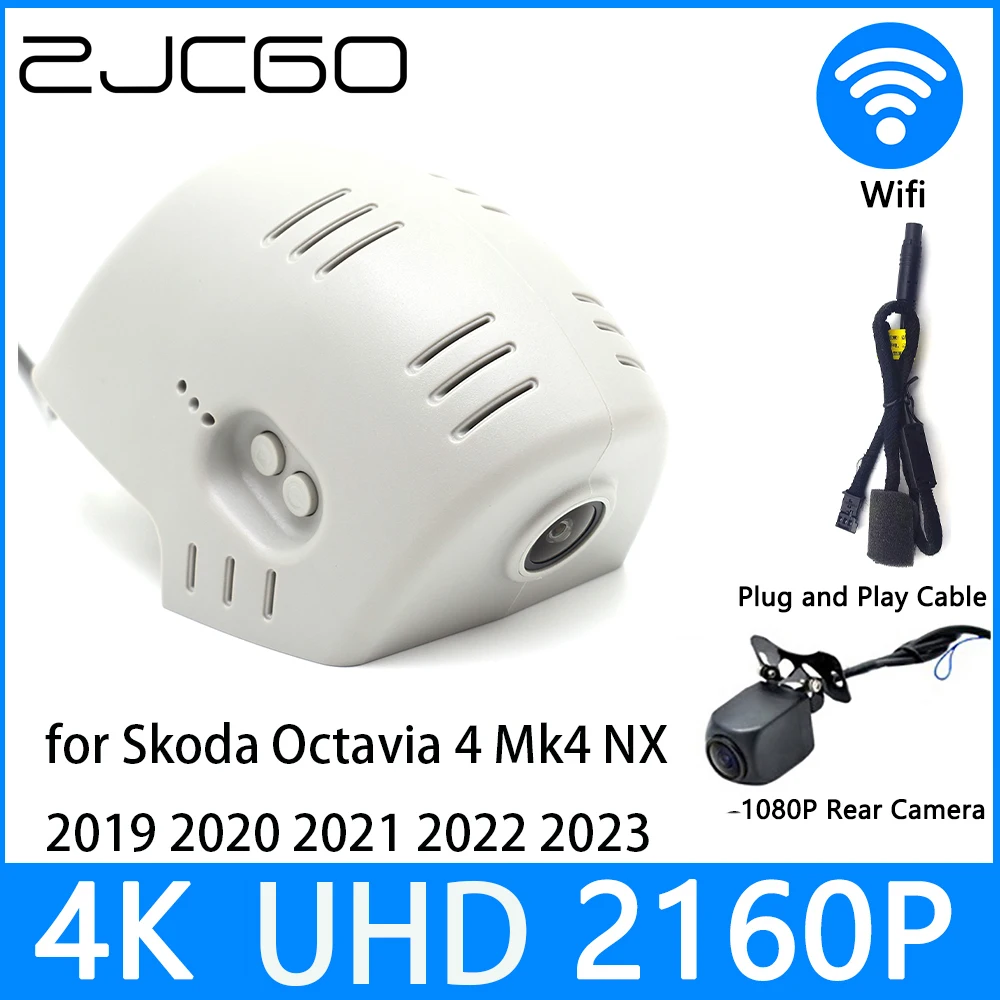 

Видеорегистратор ZJCGO 4K UHD 2160P, Автомобильный видеорегистратор DVR с ночным видением для Skoda Octavia 4 Mk4 NX 2019 2020 2021 2022 2023
