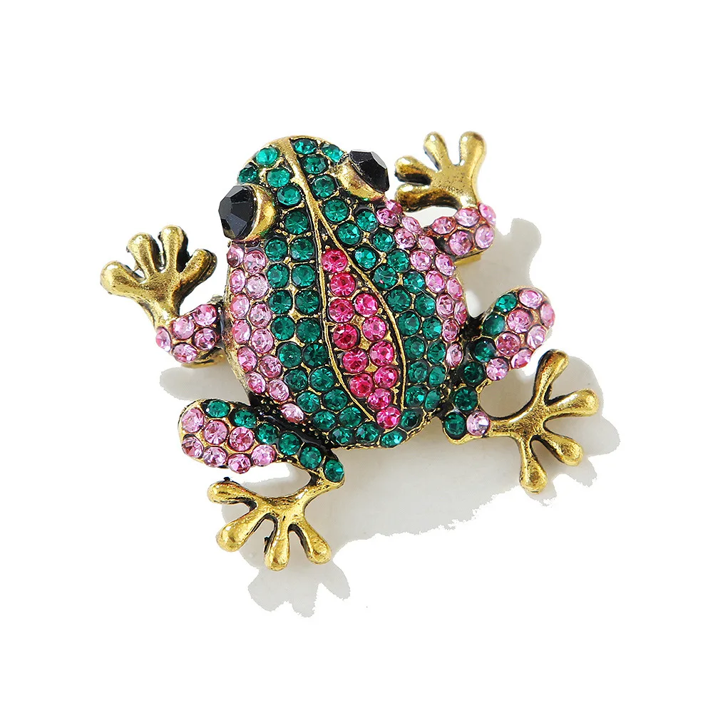 Rhinestone Frog Brooches For Women Fashion Animal Brooch Pin Female Coat Dress Pins Party Jewelry Gift