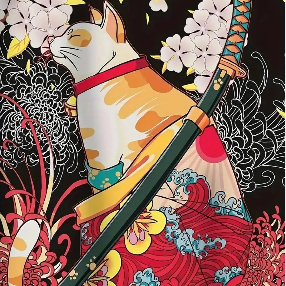 Japanese Kimono Cardigan Japanese Kimono Japanese Kimono Shirt Kids Lightweight Short Kimono Cardigan Jacket Summer Samurai Sword Cat Print Boys Japanese Yukata Seven Sleeve Tops Haori Coat