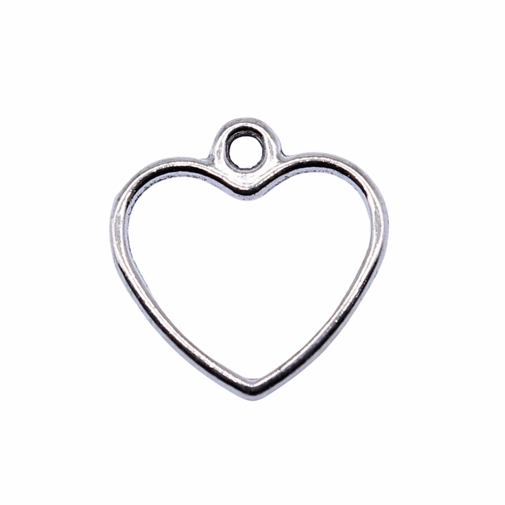 40pcs 14x13mm Antique Silver Color Hollow Heart Charms Pendant For Jewelry Making DIY Jewelry Findings jewelry metal silver alloy