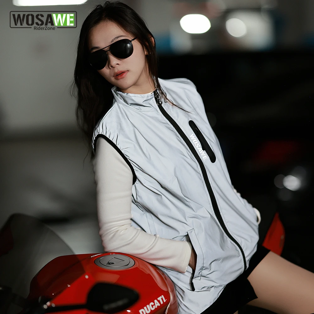 Motorcycle Reflective Vest Sleeveless Motorbike Jacket Windproof For Men Woman