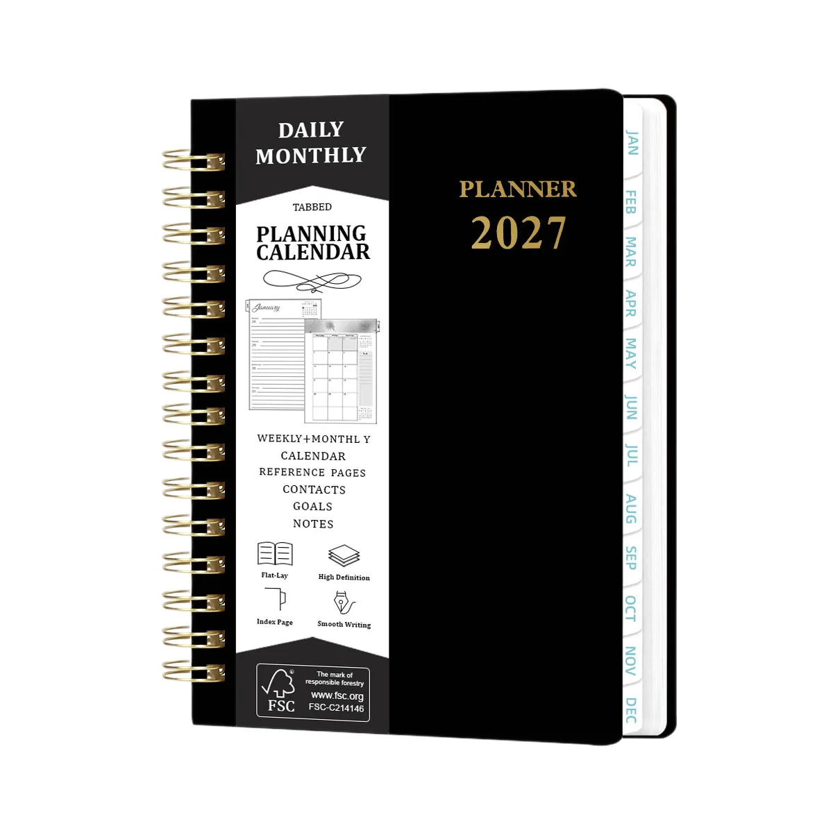 Premium A5 Spiral Planner with Monthly Index Tabs - Weekly & Monthly Organizer Notebook
