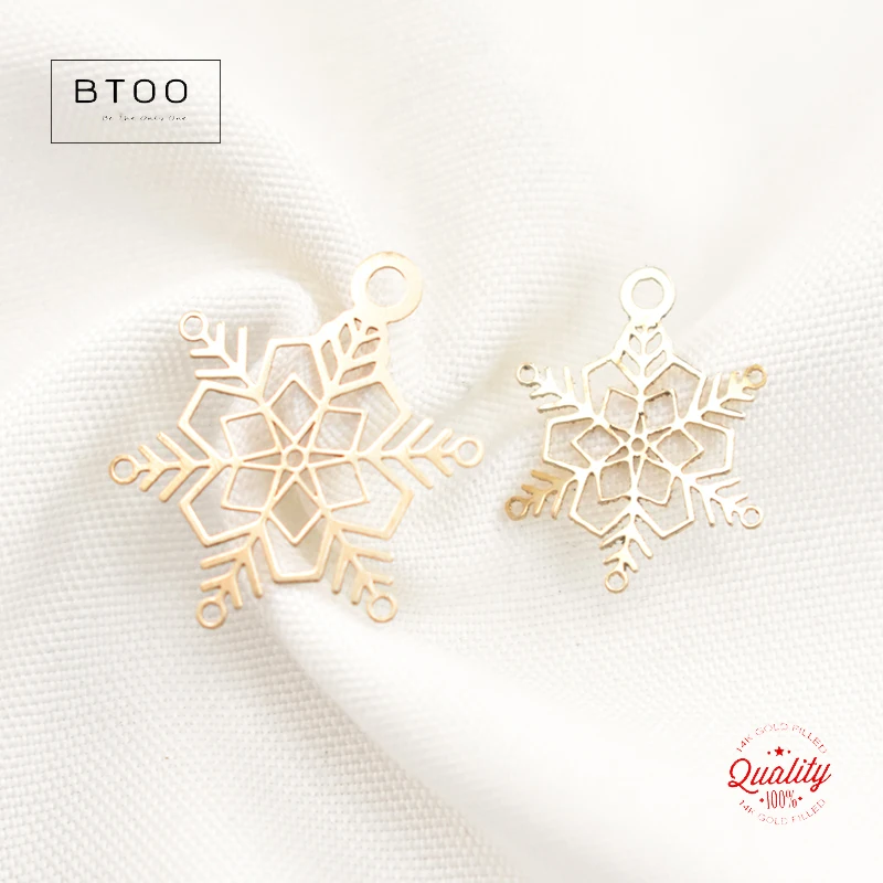 Snowflake Charm 14K Gold Filled Snowflake Gold Charm Jewelry for DIY Bracelet Necklace Making Tarnish Resistant Jewelry Findings