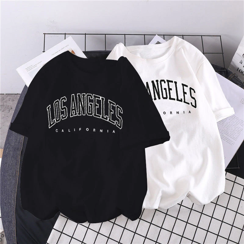 Los Angeles Fashion Short Sleeve Tshirt USA Letter Print Women Graphic T Shirt Summer Y2k Top Casual Oversized T Shirt sport t shirt