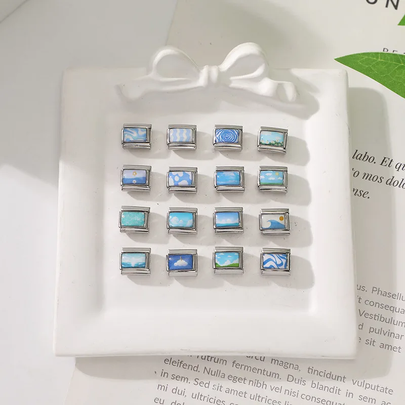 Fashion Blue Stainless Steel Link Bracelet