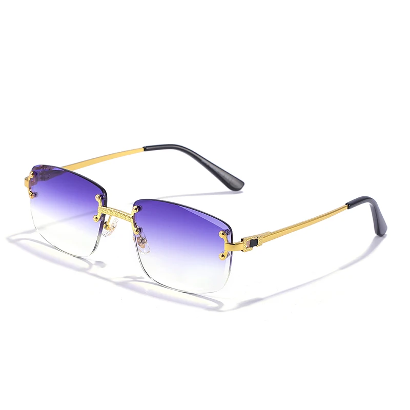 Emosnia New Blue Gradient Lens Metal Sunglasses Men Women Luxury Designer Rimless Small Square Sun Glasses For Men 2022 Framless square sunglasses women Sunglasses