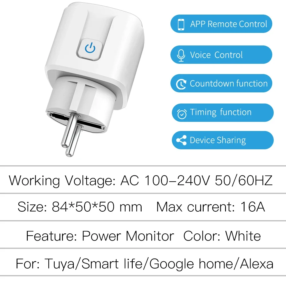 Sockets Enchufe Inteligente Tuya 10A16A20A WiFi Control Por Voz Funciona  Con La Aplicacin Smart Life Alexa Y Google Home Z0327 From Ark_royal,  $21.85