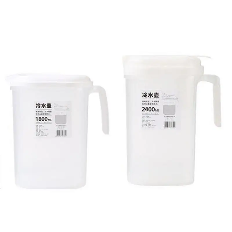 

Pitcher With Lid Clear Polypropylene Fridge Door Water Jugs Handle Beverage Dispenser Plastic Fridge Cool Water Bucket Kitchen