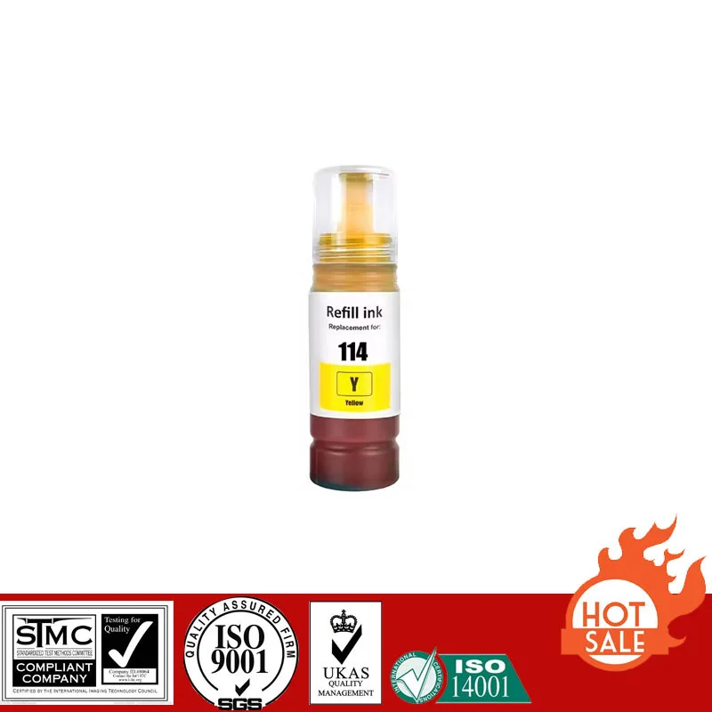 Compatible Refill Pigment Ink For T-114 T114 114 For Epson Ecotank ET-8500/ET-8550 Printer