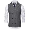 #4825 Autumn Winter Men's Vests Double Breasted Suits Vests Slim Fit Plaid Men's Vests Sleeveless Jacket Office Vest Coat  5
