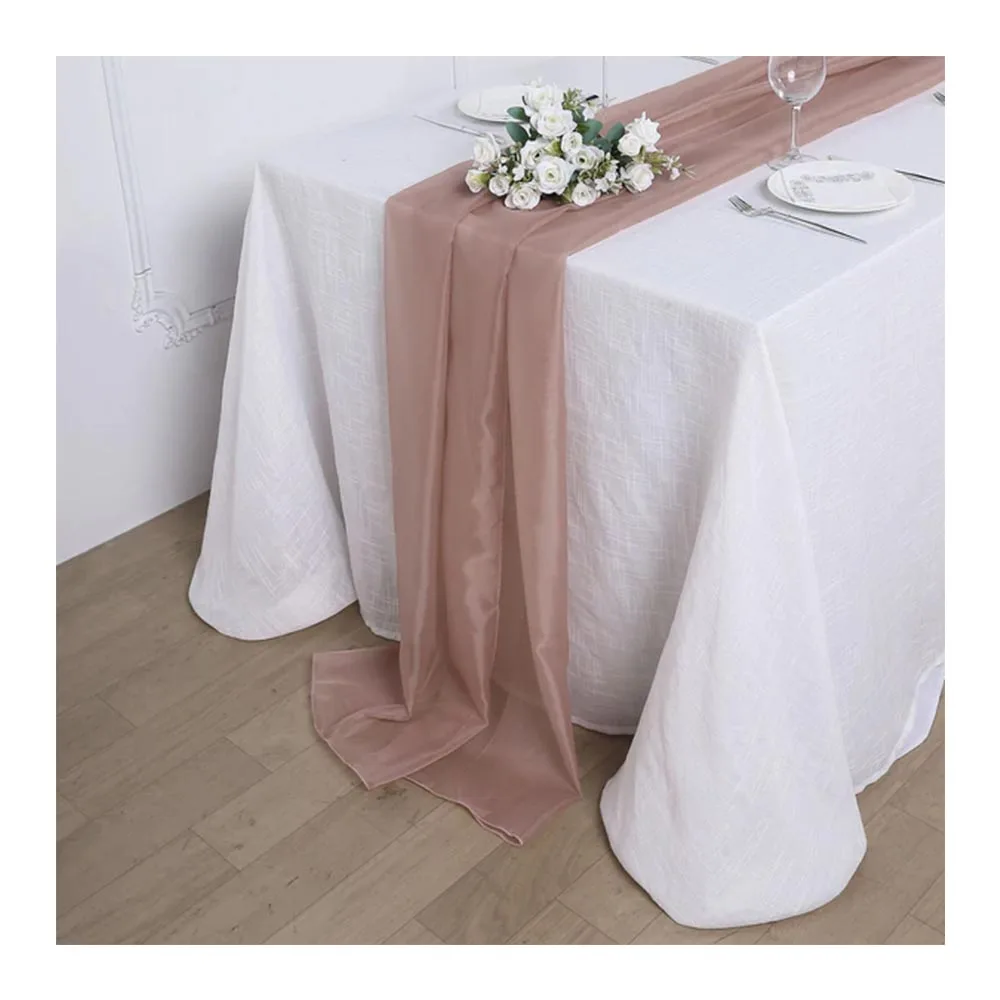 

Wholesale chiffon blush table runners custom size multi color wedding sheer table runner