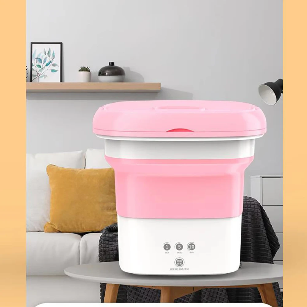 Mini Washing Machine Foldable Washer with Drain Basket Touch Screen Small Portable  Wash Machine for Apartment