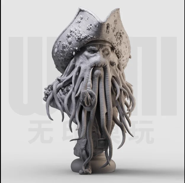 

1/16 Scale Resin Bust Pirate Davy Jones Unpainted Figures Resin Model Figurines Miniature Collection Hobby Toys
