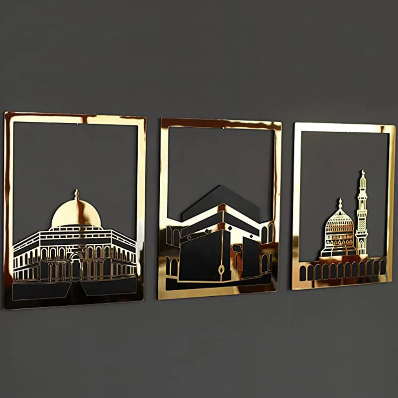 

Artistic Wall Art Set 3D Abstract Acrylic Temple Sign for Wall Decor Ramadan Decoration Muslim Gift Islamic Home Room Signs
