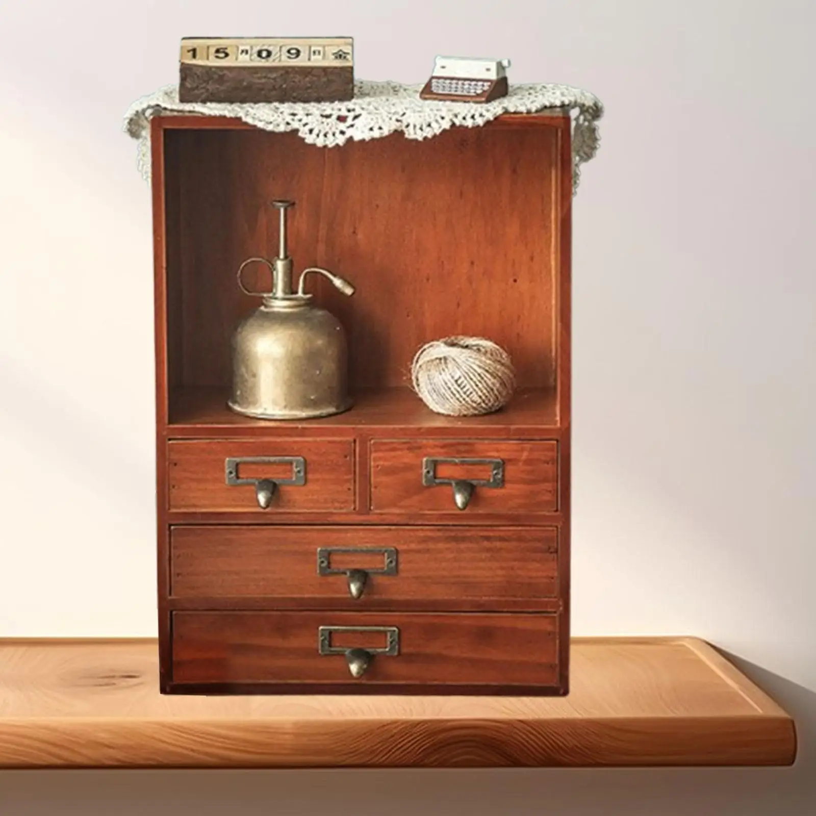 Storage Cabinet Retro Vintage Tabletop Organizer for Countertops Living Room