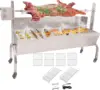 Wind Screen Roaster 51 Inch BBQ Outdoor Pig Lamb Rotisserie Roaster 132LBS/60KG Stainless Steel Charcoal Spit Rotisserie Roaster 1
