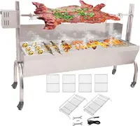 Wind Screen Roaster 51 Inch BBQ Outdoor Pig Lamb Rotisserie Roaster 132LBS/60KG Stainless Steel Charcoal Spit Rotisserie Roaster 1