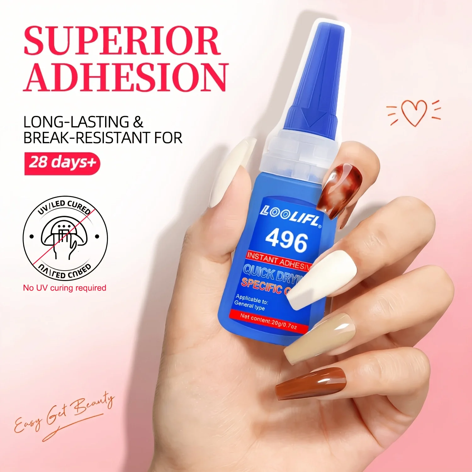 Gel per Estensione Unghie, Gel Duro Trasparente con Adesione Super Forte, Asciugatura Rapida e Durevole, Utilizzato per il Miglioramento delle Unghie Per unghie finte, unghie acriliche, unghie press-on e decorazioni per nail art. Rimane resistente anche durante il lavaggio delle mani, il lavaggio dei piatti, la composizione di messaggi o il praticare sport per un massimo di 30 giorni. Progettato Specificamente per Estensioni e Decorazioni delle Unghie - immagine 3