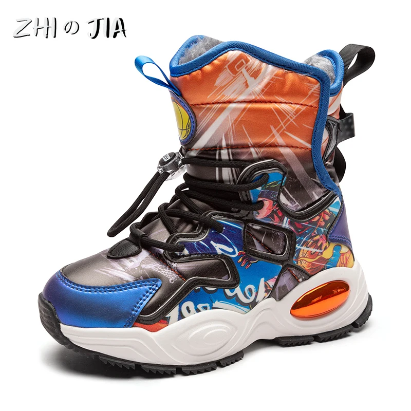 High Quality Winter Children\'s Non Slip Buckle Snow Boots Boys Outdoor Warm Boots Fashion Paired With High Cut Cotton Footwear