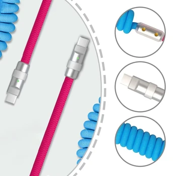 1.8M PD 60W Fast Charging Spring USB C to Type C Cable For 15 Pro Max Samsung Xiaomi Huawei Phone Charger Type-C Cables 3