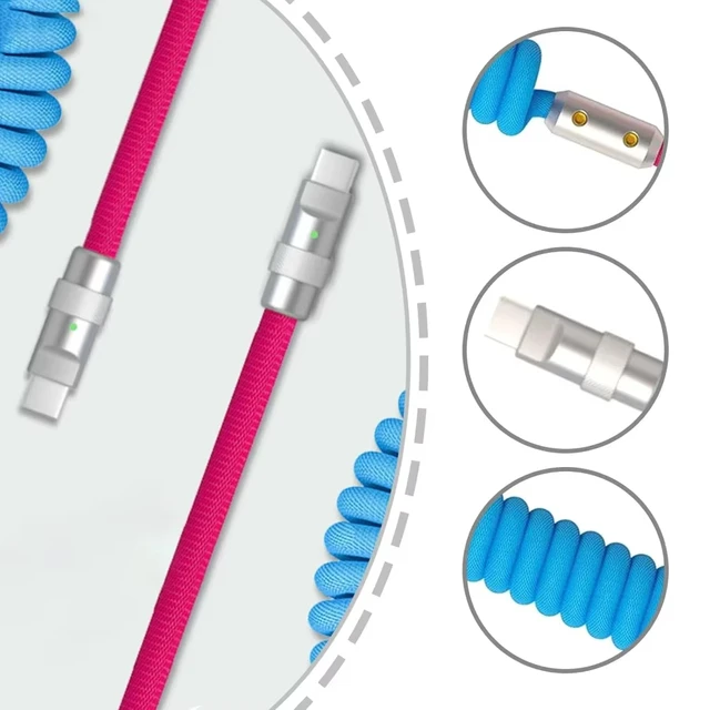 1.8M PD 60W Fast Charging Spring USB C to Type C Cable For 15 Pro Max Samsung Xiaomi Huawei Phone Charger Type-C Cables 3