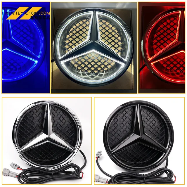 Car Front Grilled Star Emblem LED Illuminated Logo White Blue Red Light for Mercedes Benz W253 W204 W205 W213 glc gle w166 w176