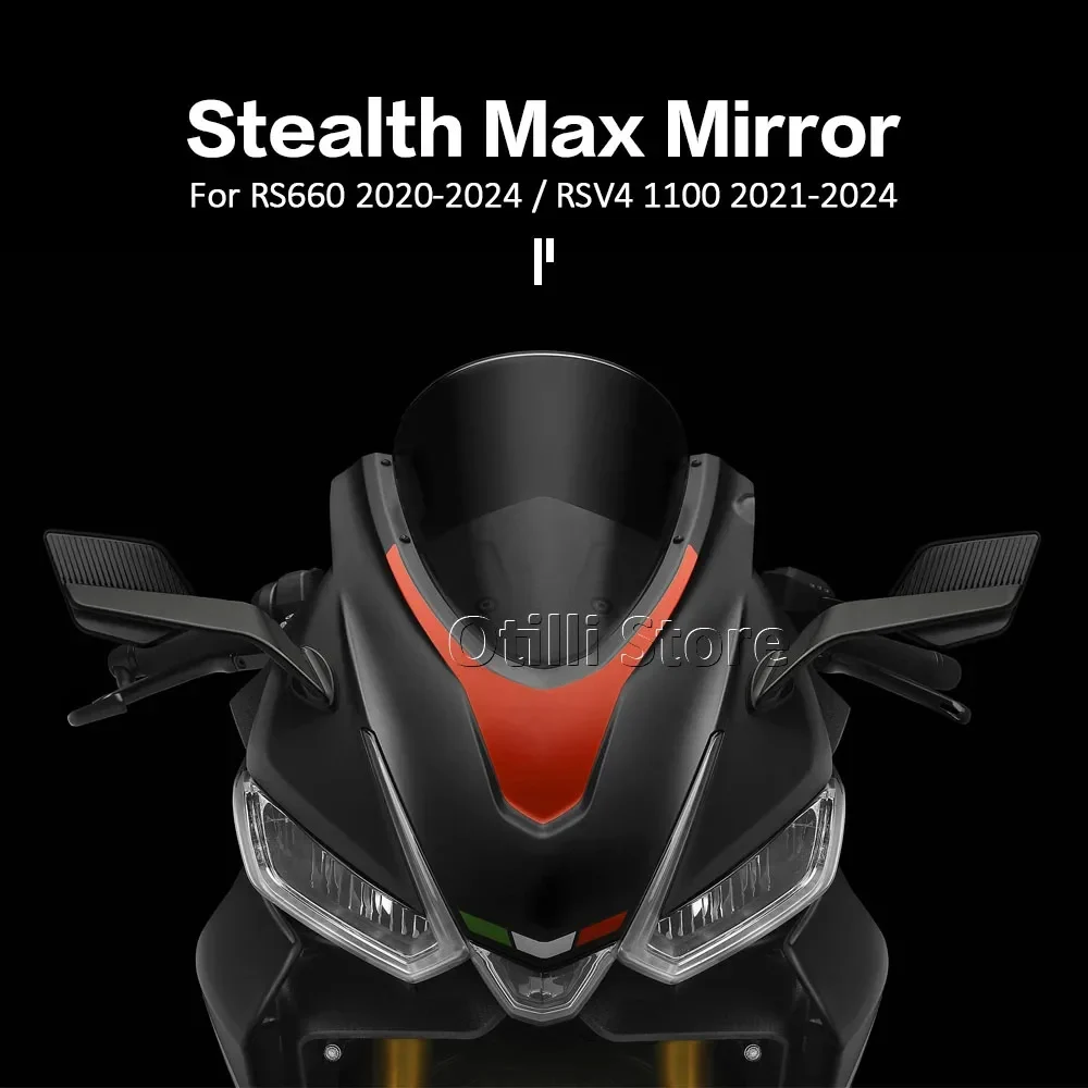 조절 가능한 스텔스 맥스 미러 후방 미러 스텔스 스포츠 윙렛 미러 키트 아프릴리아 RS 660 RSV4 1100 RS660 2020-2024용