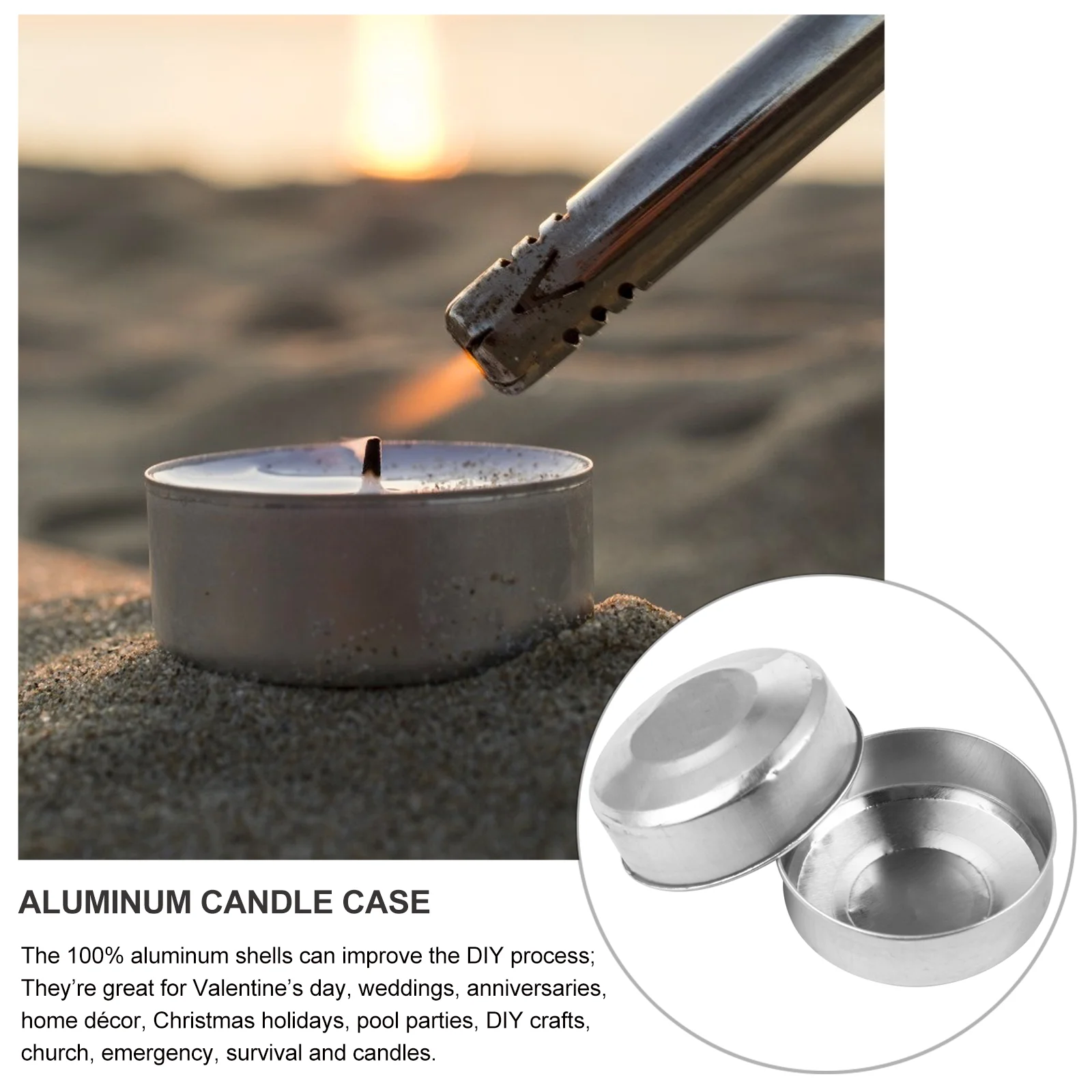 100 Pcs Tea Wax Aluminum Box Light Holders Tealight Case Cup Empty Jars Cups Candles Travel