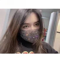 Hot-selling Women's New Masks with Drill Masks, European, American Summer Flash Color Breathable Trend Rhinestone Masks 1