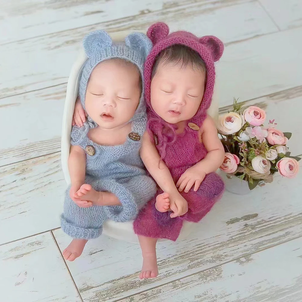 

Mohair Baby Girl Romper Newborn Photography Props Bear Baby Boy Costume Knit Newborn Photography Outfit Photoshoot Accessories