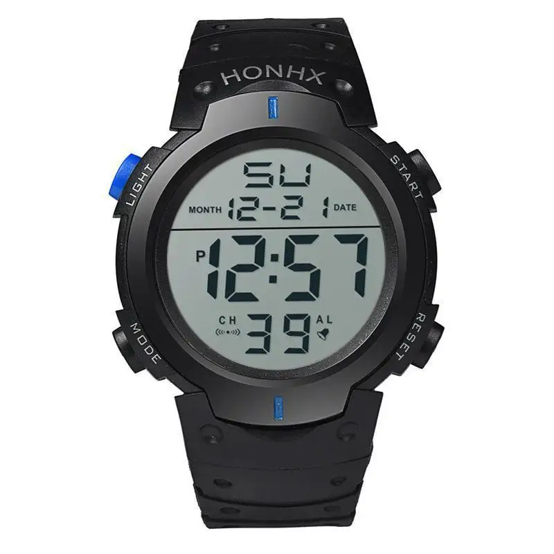 Men's sports LED watch, men's digital clock, multifunctional rubber watch, men's fitness athlete timing electronic watch - 3