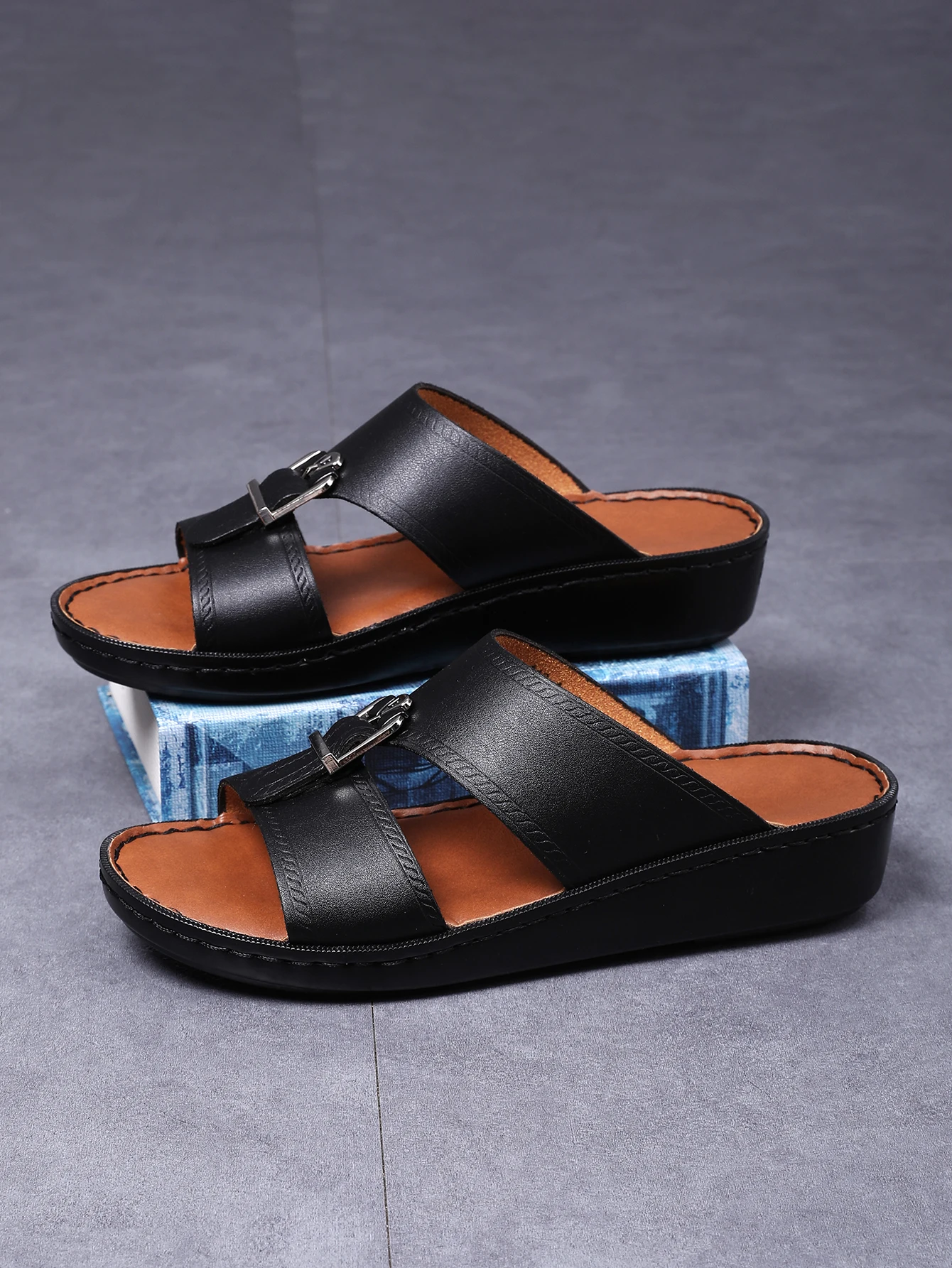 جديد أزياء النعال العربية للرجال حجم كبير من جلد ا...