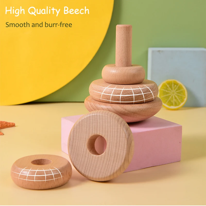 Stacking Puzzle Toys Cup Stacking Toys Wooden Toys Puzzle Toys Educational Toys Stacking Toys Wooden Game Toys Children Stacking Circle Wooden Toy Tumbler Game Beech Stack Tower Fine Motor Skills Montessori Early Education Toy For Toddlers