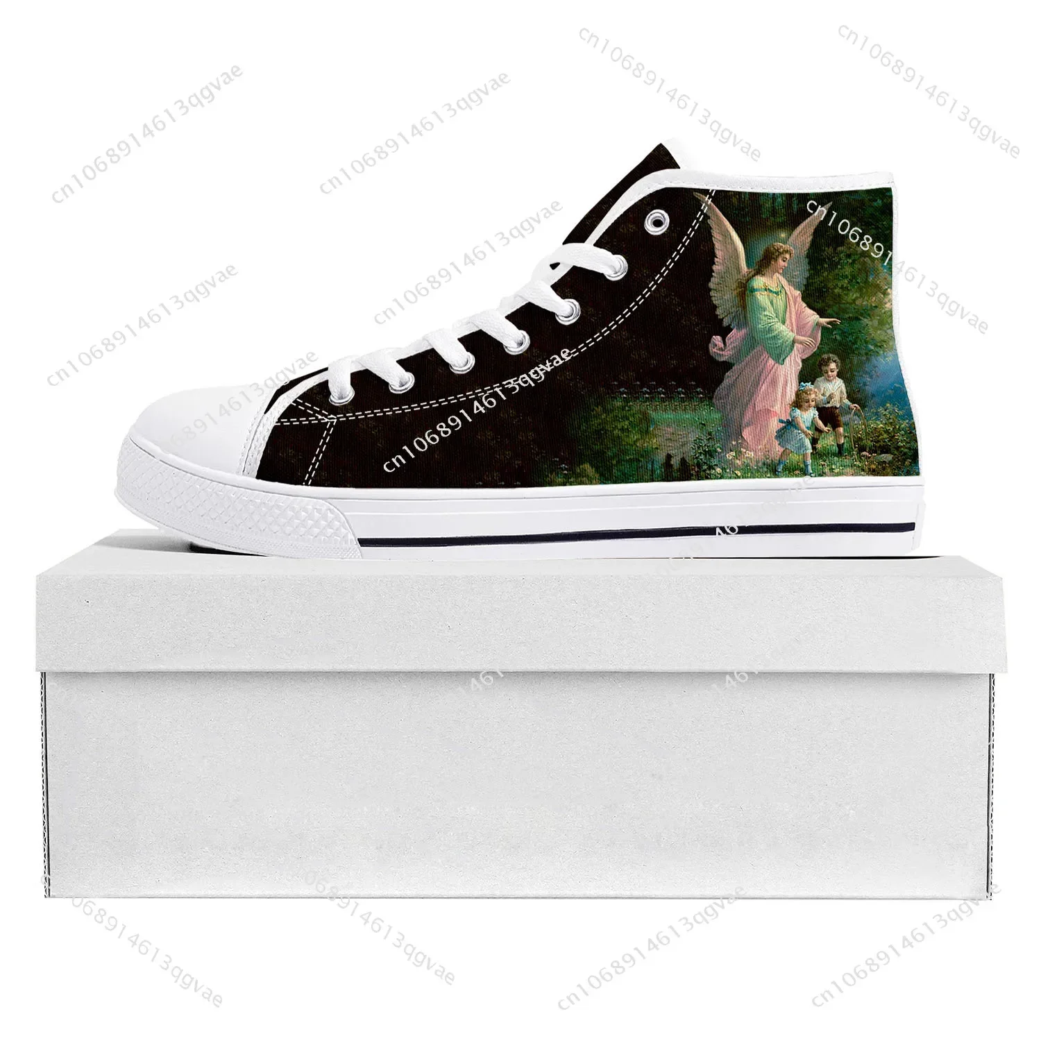 Angel Art Print High Top High Quality Sneakers Mens Womens Teenager Canvas Sneaker Christian Vintage Angels Casual Couple Shoes