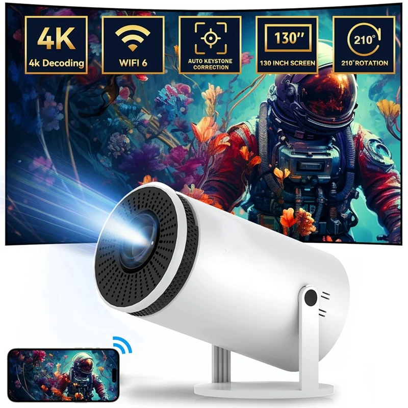 휴대용 울트라 HD 스마트 HY300 프로젝터, 해외 안드로이드 5G 홈 다기능 프로젝터