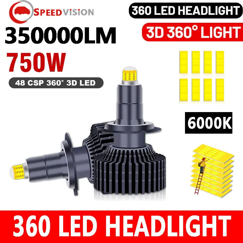 H7 Led Headlight Canbus 360 H4 H1 350000Lm H3 H4 9012 Turbo Bi Led Lights Obiettivo Del Proiettore H11 9005 Lampadine Per Auto Fendinebbia Automatici 