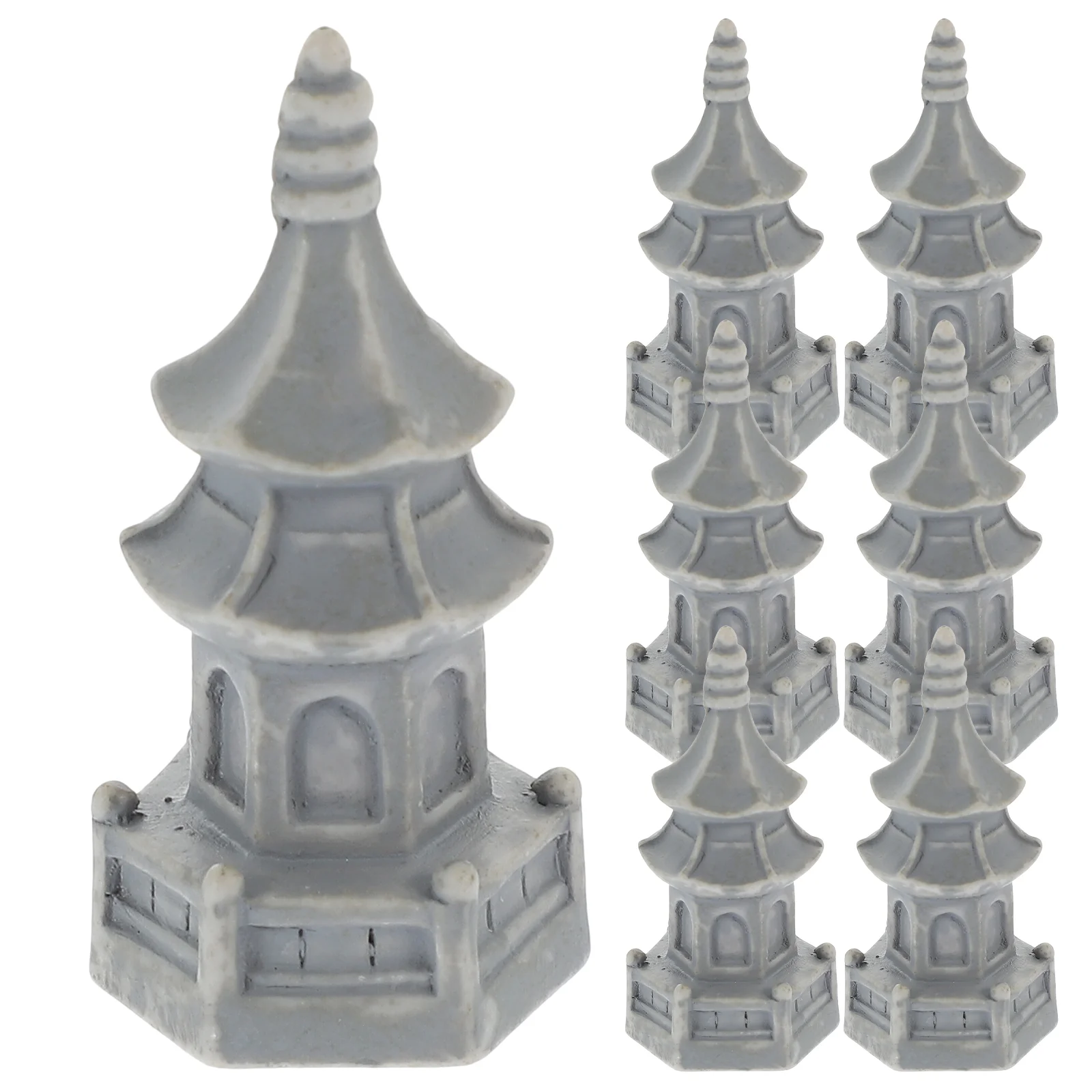 

10 Pcs Home Decor Metal Building Model Models Miniature Pavilion Table Decorations Statue
