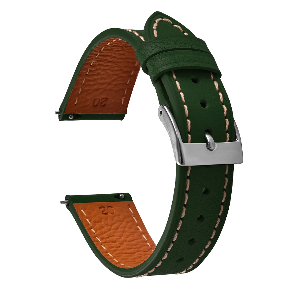 Universal Quick Release Smooth Leather Watch Strap - Skin-Friendly Wristband