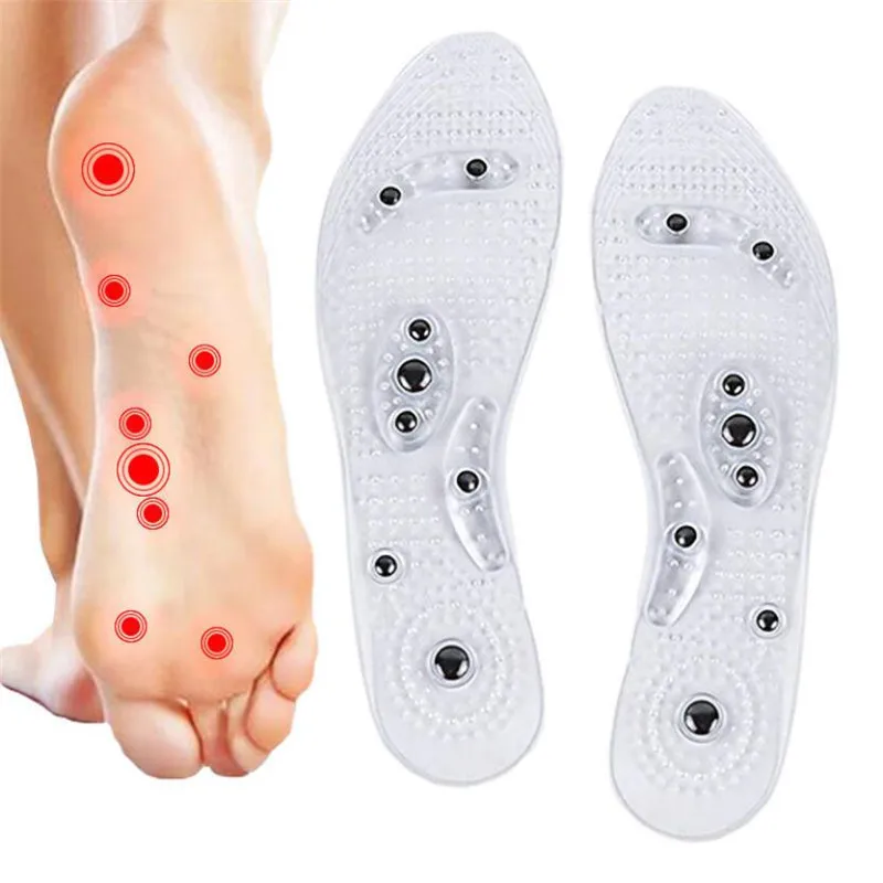 

1Pair Unisex Magnetic Massage Insoles Foot Acupressure Shoe Pads Therapy Slimming Insoles for Weight Loss Transparent Cushion